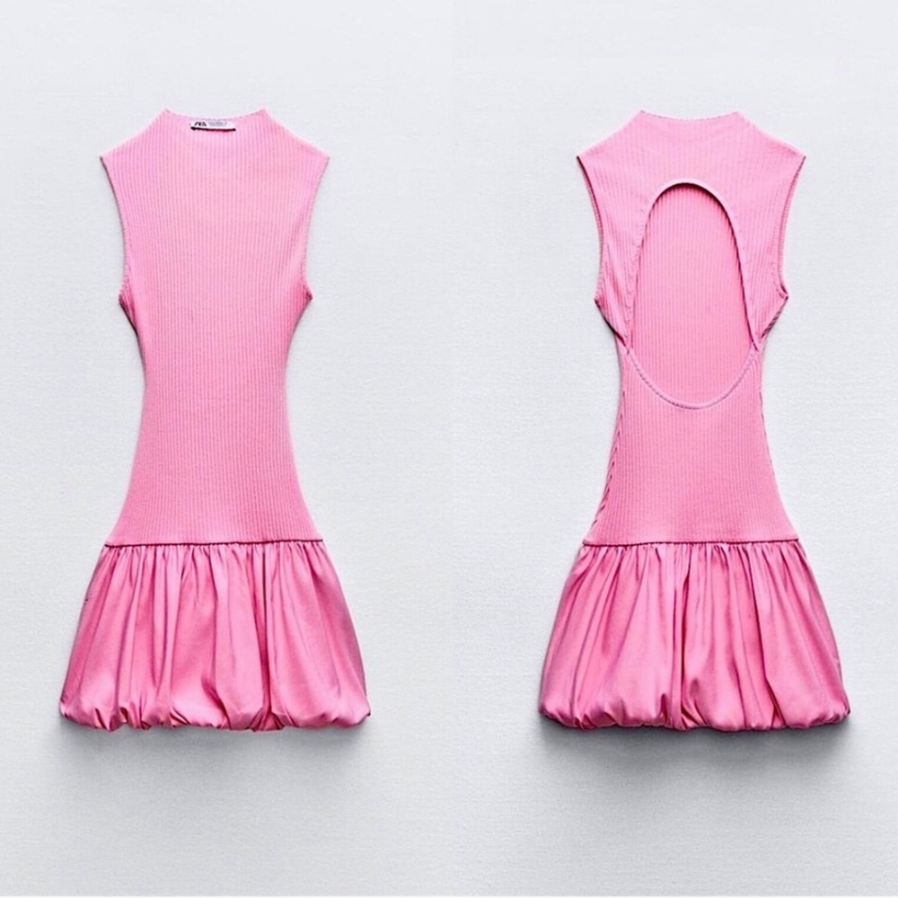Zara Pink Sleeveless Bubblegum Balloon Hemmed Mini Dress